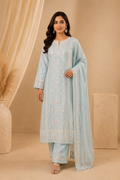 Agha Noor Sky Blue Silk Embroidered Pakistani Suit Set for Women