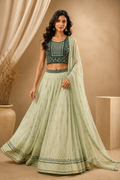 Light Green Embroidered Lehenga Set with Dupatta